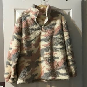 Camo Pullover Pink,Gray,and Ivory LG